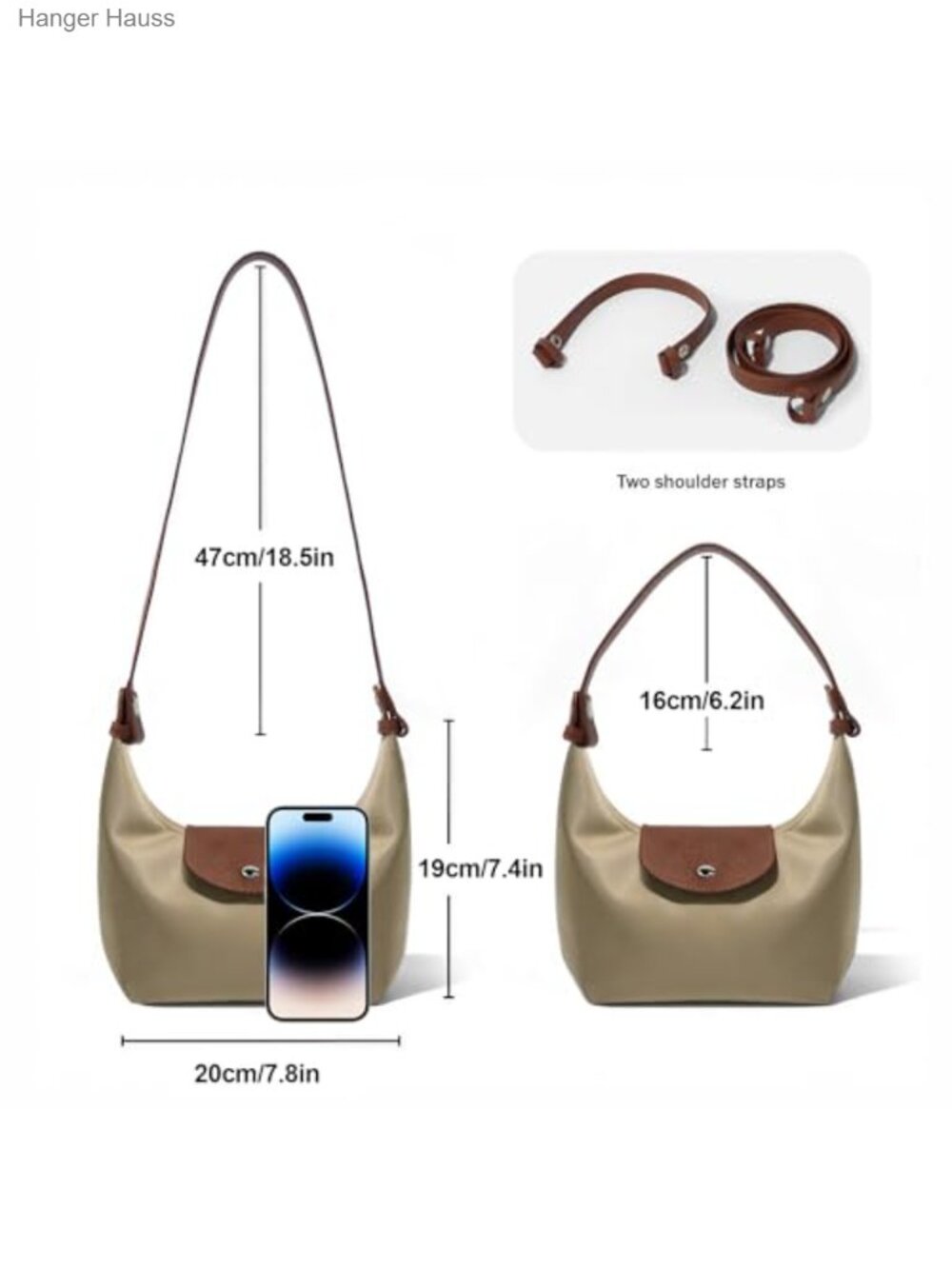 Small Nylon Crossbody Bag for Women Crescent Shoulder Everyday Purse - Picture 3 of 6